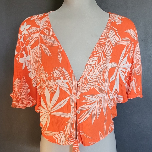 Orange Patrons of Peace Hawaiian Crop Top - Picture 1 of 3